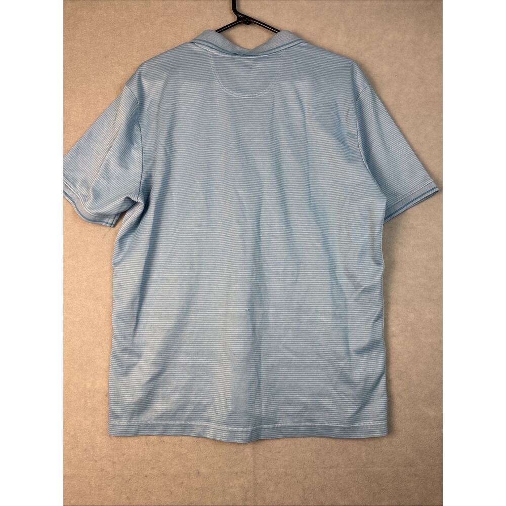 Tommy Bahama Shirt Mens Lg Short‎ Sleeve Polo Baby Blue Striped Cotton Blend - Picture 8 of 8